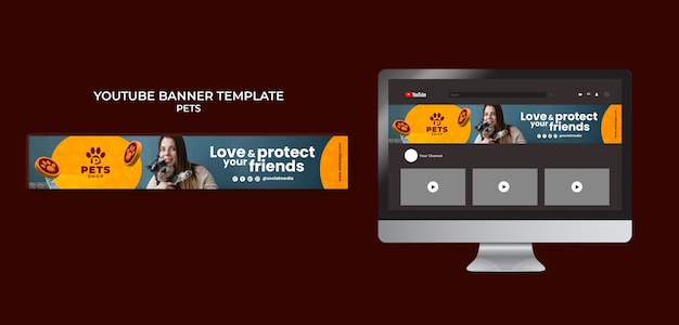 PSD Баннер youtube для ухода за домашними животными