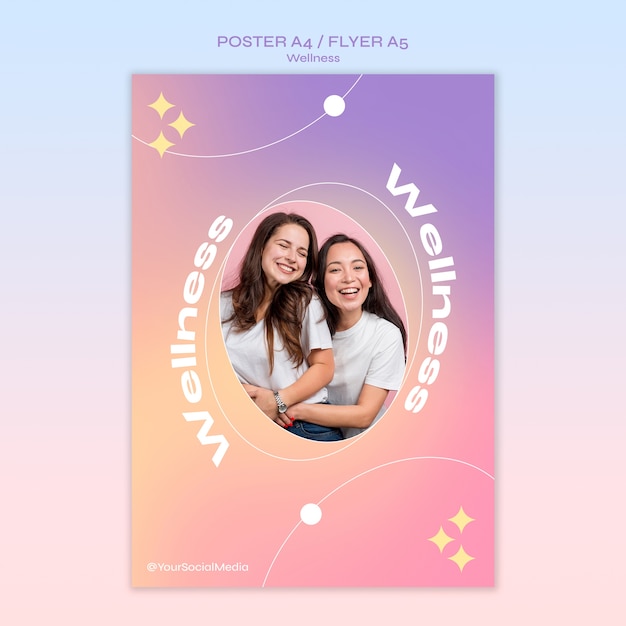 PSD gradient pink wellness poster template