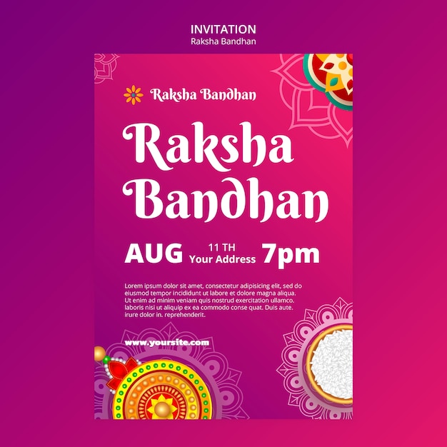 Gradient raksha bandhan invitation template