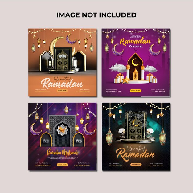 PSD gradient ramadan instagram-posts sjabloon