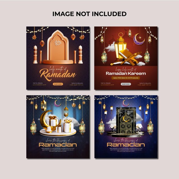 PSD modello di post instagram di gradient ramadan