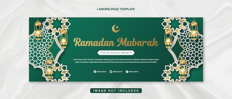 PSD gradient ramadan mubarak banner template for facebook cover design with islamic pattern background