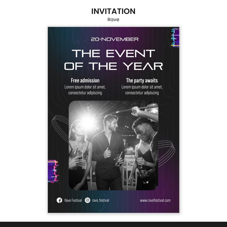 PSD gradient rave party template