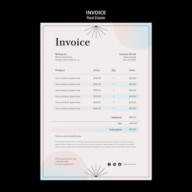 gradient real estate invoice template