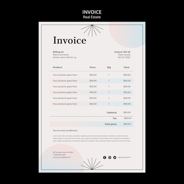 PSD グラデーション不動産請求書テンプレート