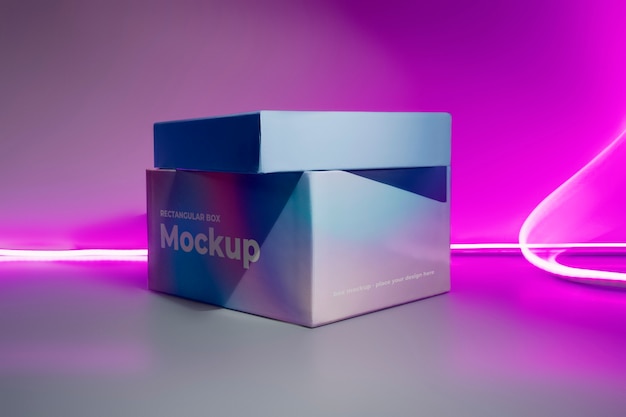 PSD gradient rectangular box mock-up