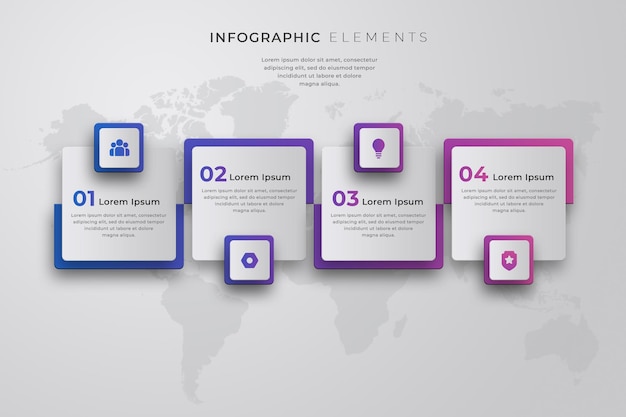 PSD gradient rectangular diagram infographics