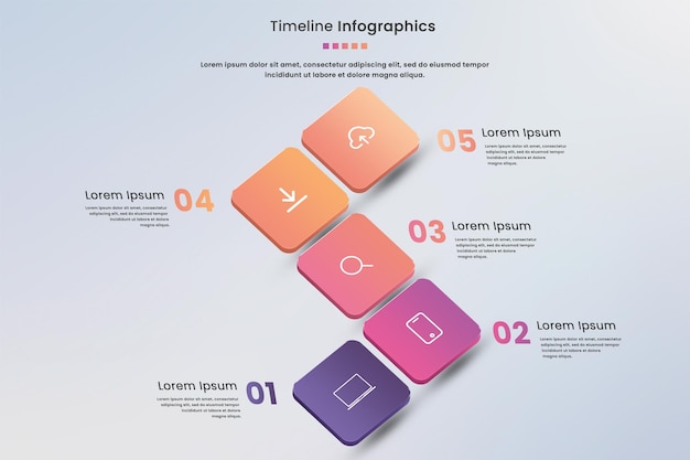 PSD gradient rectangular diagram infographics