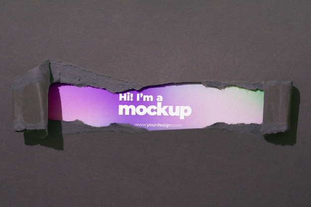 PSD gradient ripped paper mock-up design