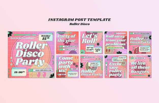 PSD gradient roller disco instagram posts