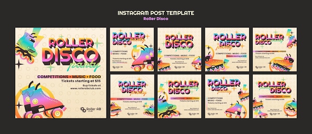 PSD gradient roller disco instagram posts