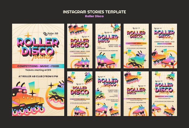 PSD gradient roller disco instagram stories