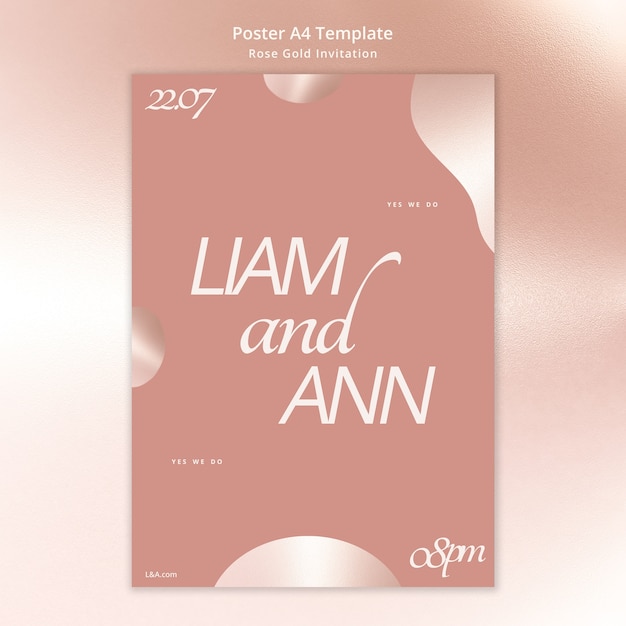 PSD gradient rose gold invitation a4 poster