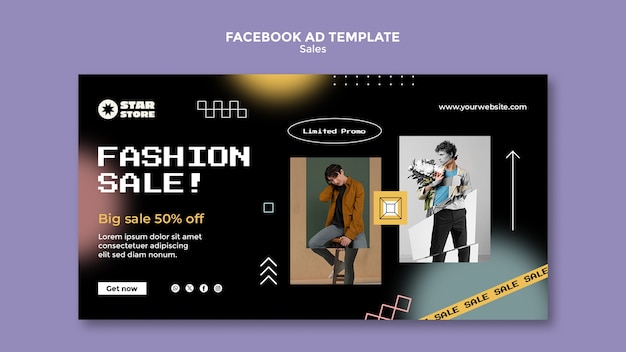 Gradient sales discount facebook template