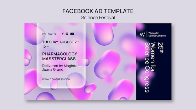 PSD gradient science festival facebook template