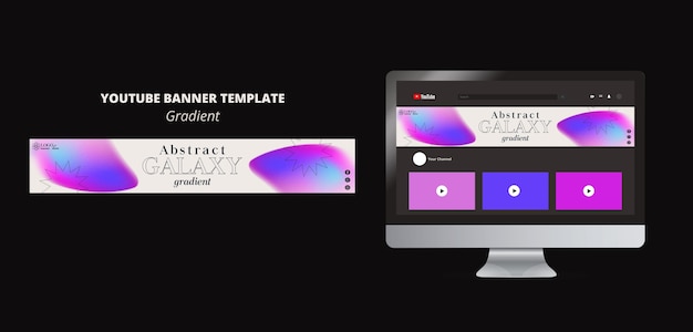 PSD gradient shapes youtube banner template