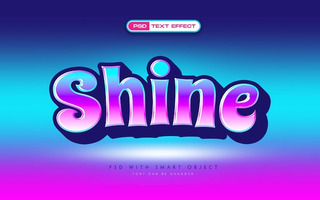 PSD gradient shine 3d style text effect