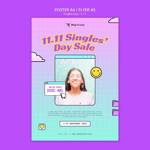 Gradient singles day viering poster sjabloon