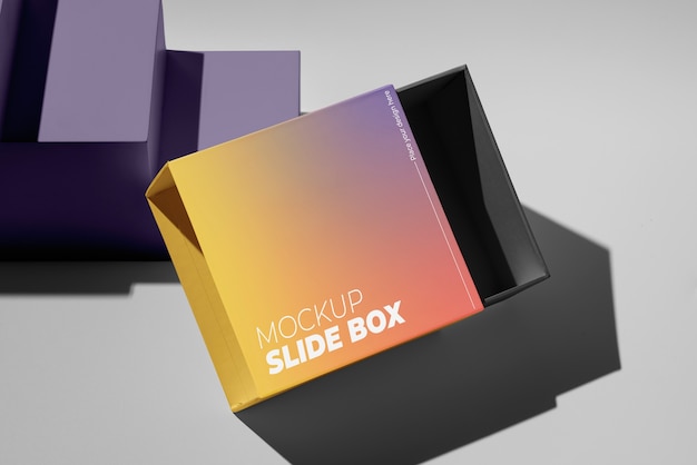 PSD design del mockup della scatola di diapositive sfumate