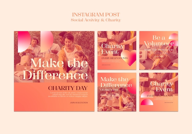 PSD gradient social activity instagram posts