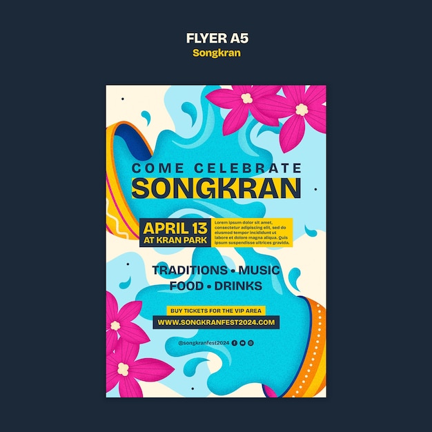 PSD gradient  songkran celebration poster template