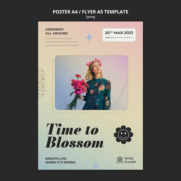 PSD gradient spring poster template