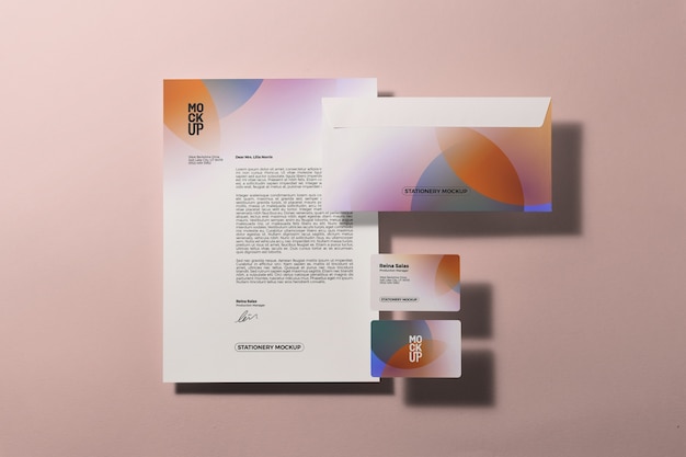PSD gradient stationery collection with shadows