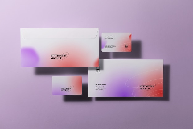 PSD gradient stationery collection with shadows