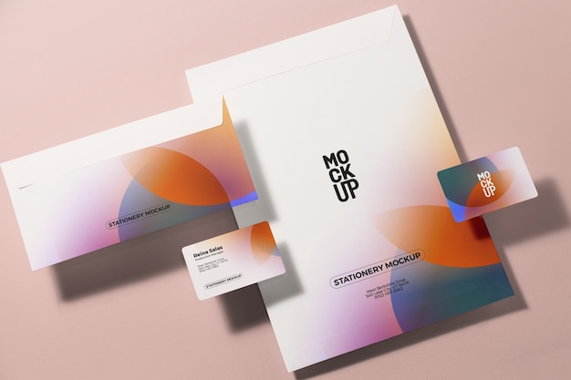 PSD gradient stationery collection with shadows