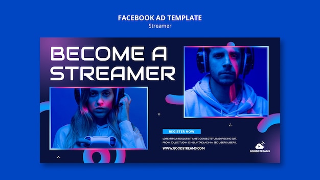 Modello facebook di streamer sfumato