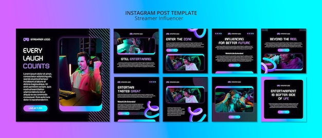 PSD gradient streamer influencer instagram posts