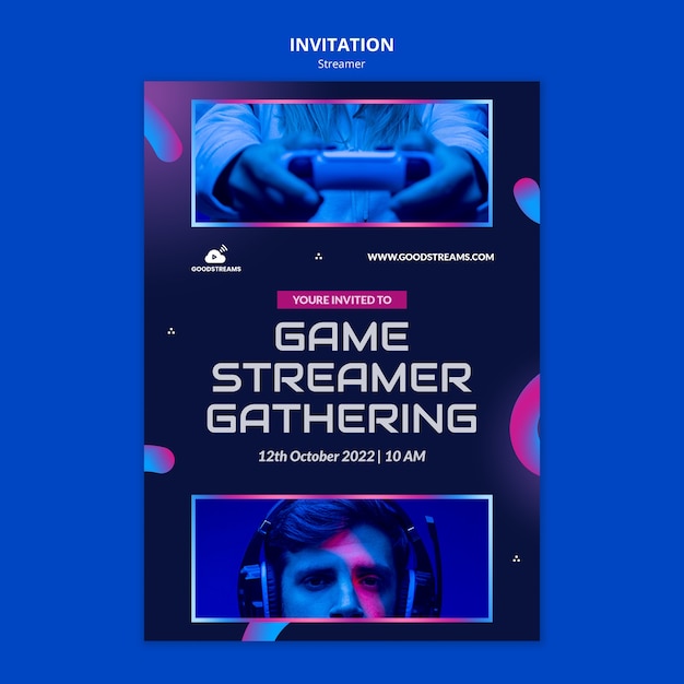 PSD gradient streamer invitation template