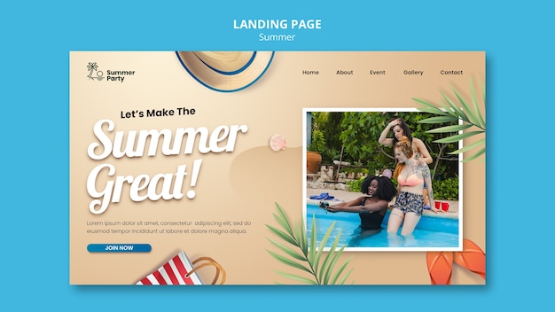 PSD gradient summer landing page template