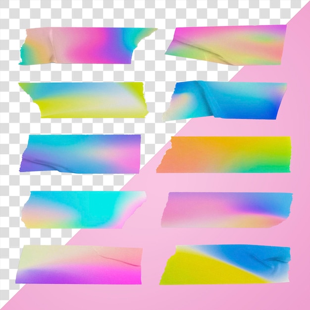 Gradiënt tape tape png journal sticker collage element set