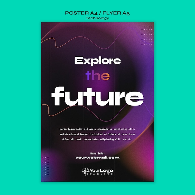 PSD gradient technology concept poster template