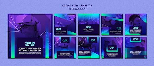 PSD gradient technology instagram posts