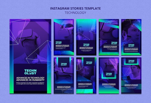 PSD storie di instagram con tecnologia gradiente