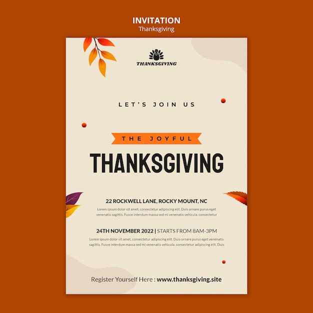 PSD gradient thanksgiving celebration invitation