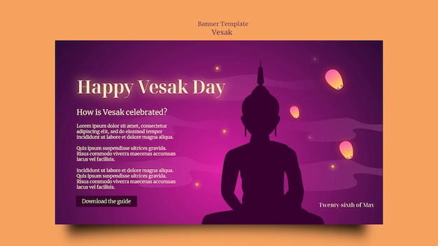 PSD disegno del modello di banner vesak sfumato