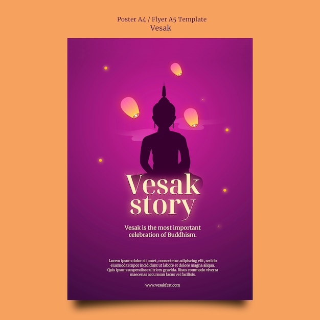 PSD gradient vesak poster template design