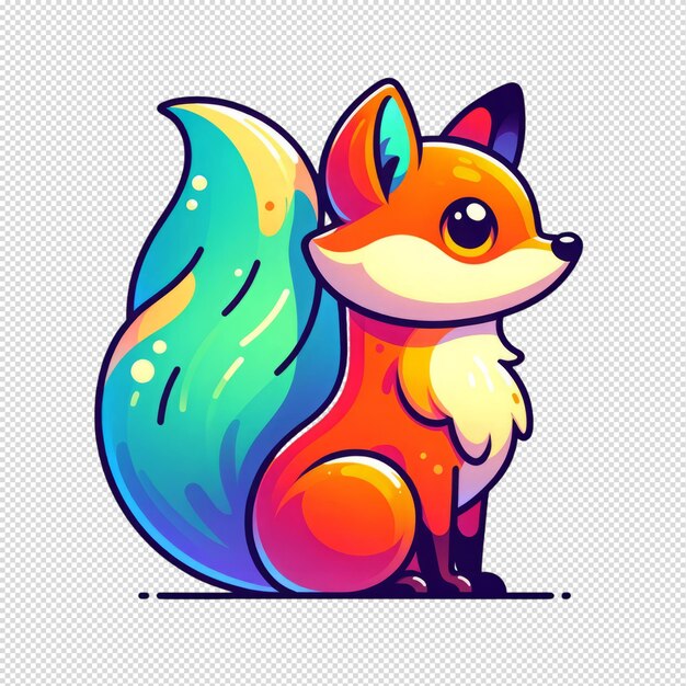 Gradient vibrant color cartoon fox