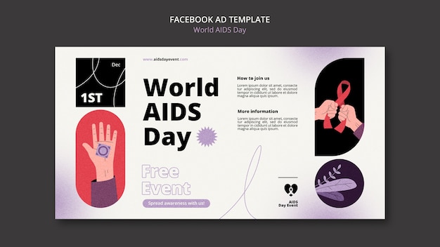 PSD modello facebook della giornata mondiale dell'aids gradiente