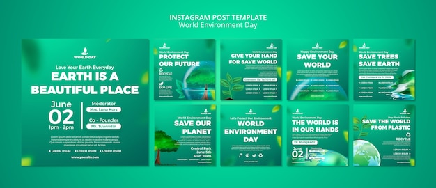 PSD gradient world environmental day template