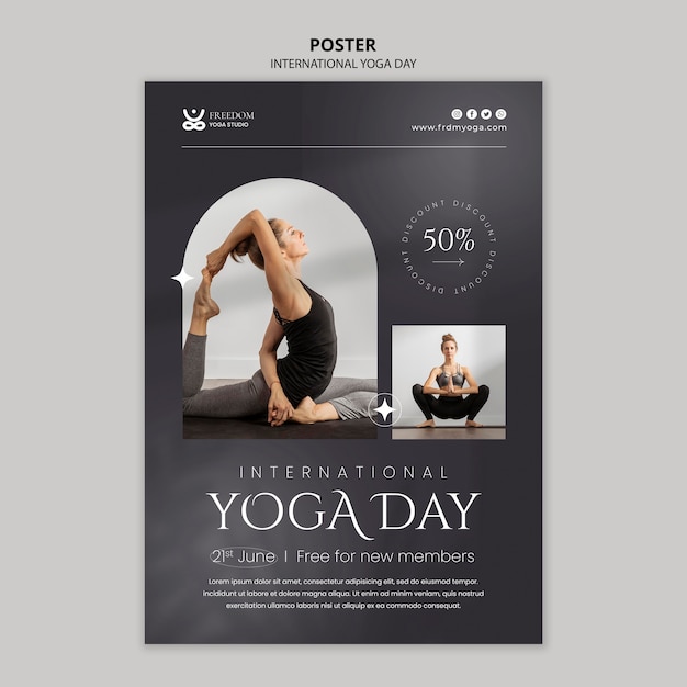 Modello di poster di yoga gradiente