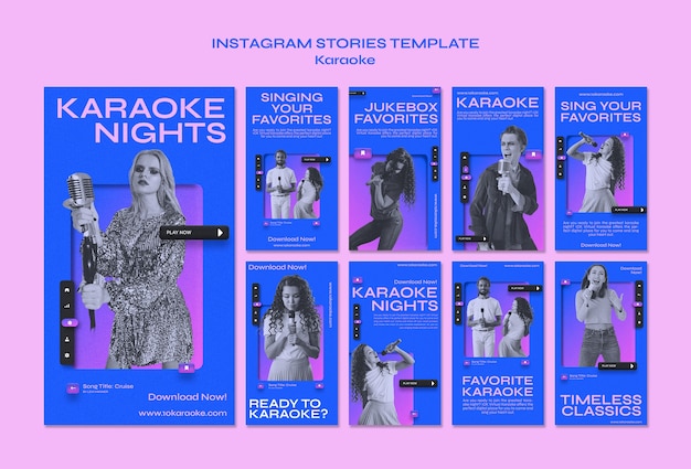 Gradientowe historie z imprezy karaoke na instagramie