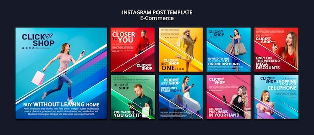 PSD gradientowe posty na instagramie e-commerce