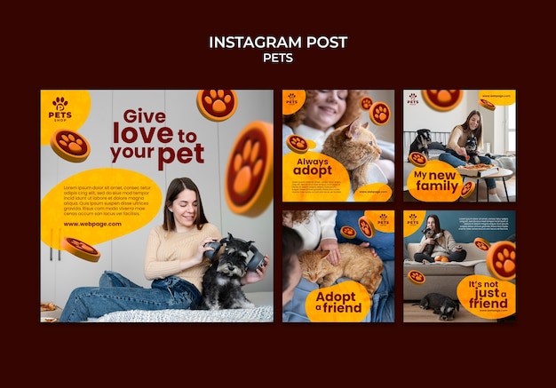 Gradientowy post na instagramie do pielęgnacji zwierząt