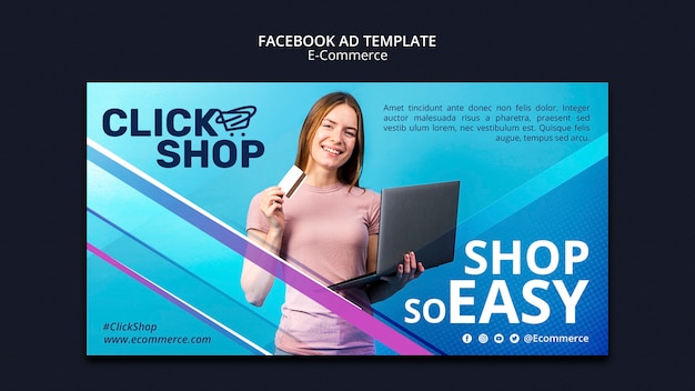 PSD gradientowy szablon e-commerce na facebooku