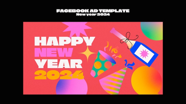 Gradientowy szablon facebooka z okazji nowego roku