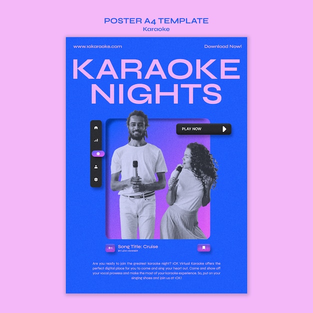 PSD gradientowy szablon plakatu imprezy karaoke